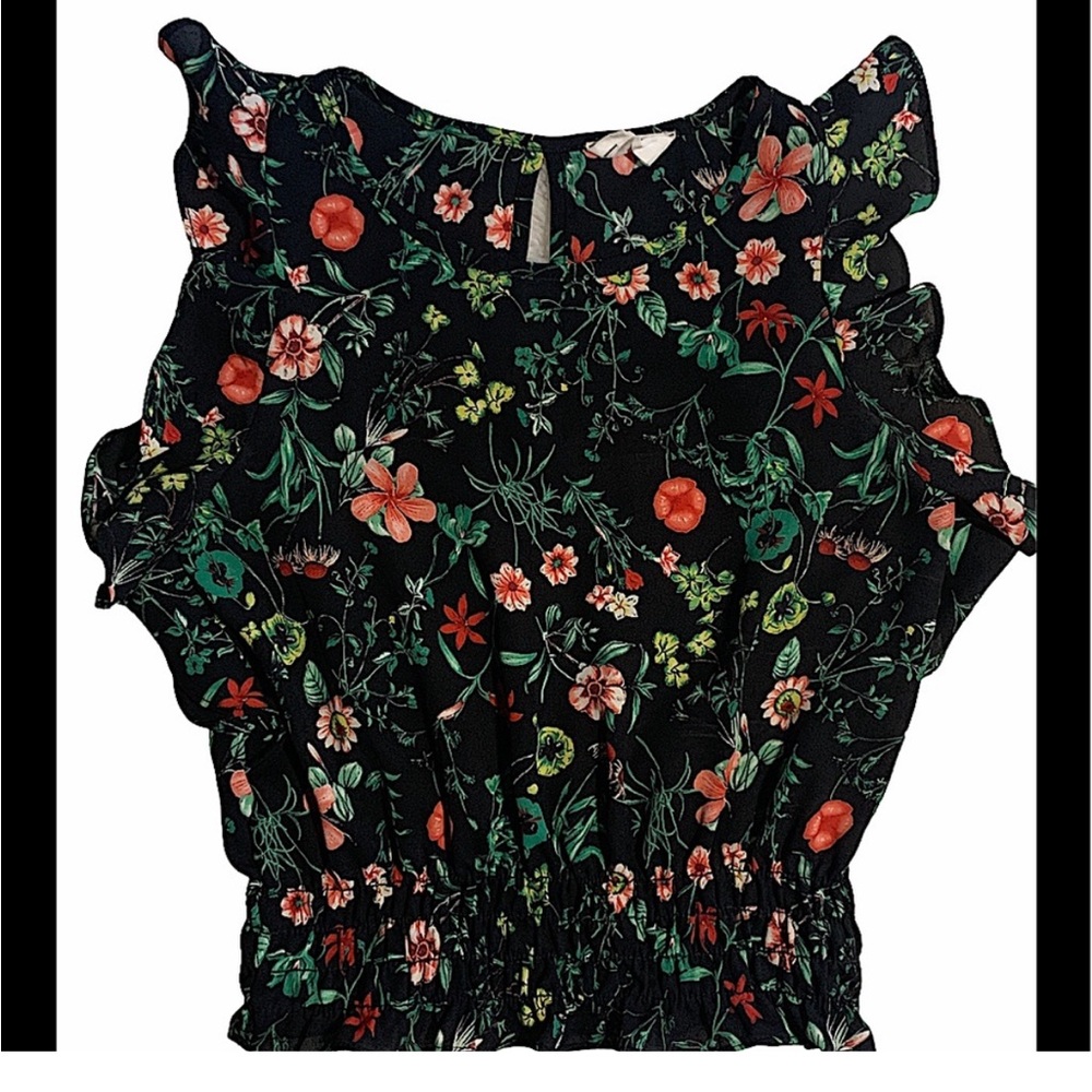 Sienna Sky Black Floral Ruffle Sleeve Blouse
